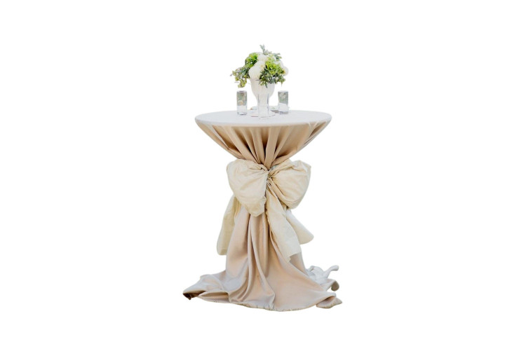 30 Round Cocktail-Bistro Table Floor Length Linen with Sash