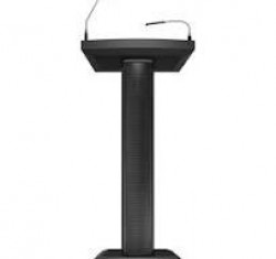 Podium/Lectern with Speaker Gooseneck Mic and USB (Black)